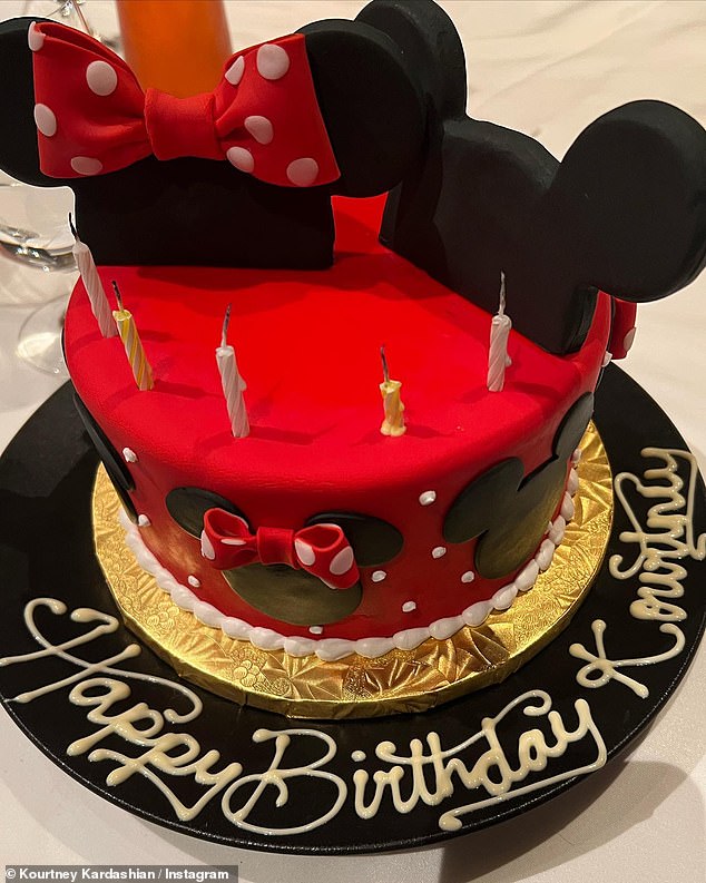 WL!  Kourtney also shared a birthday cake inspired by Minnie Mouse in her photo report