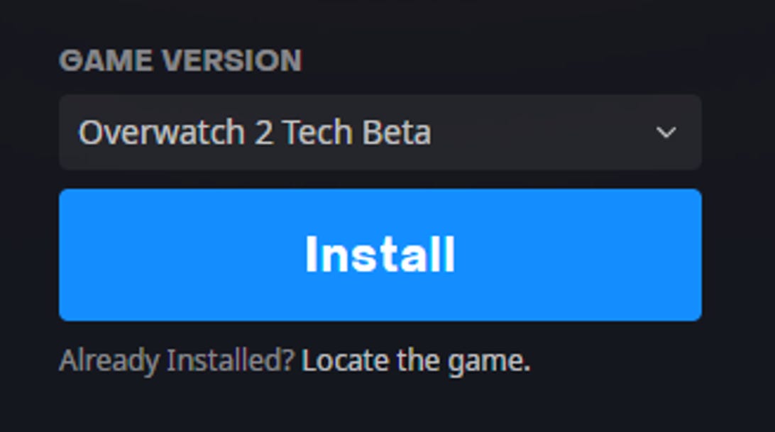 Screenshot of the Overwatch launcher install button