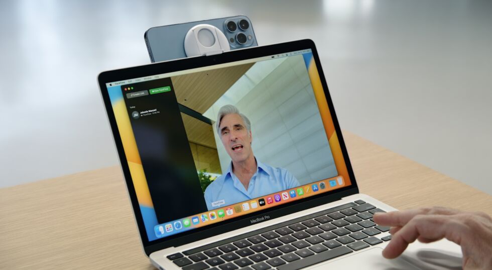 The Continuity Camera feature allows you to use your iPhone as a high-quality Mac webcam.
