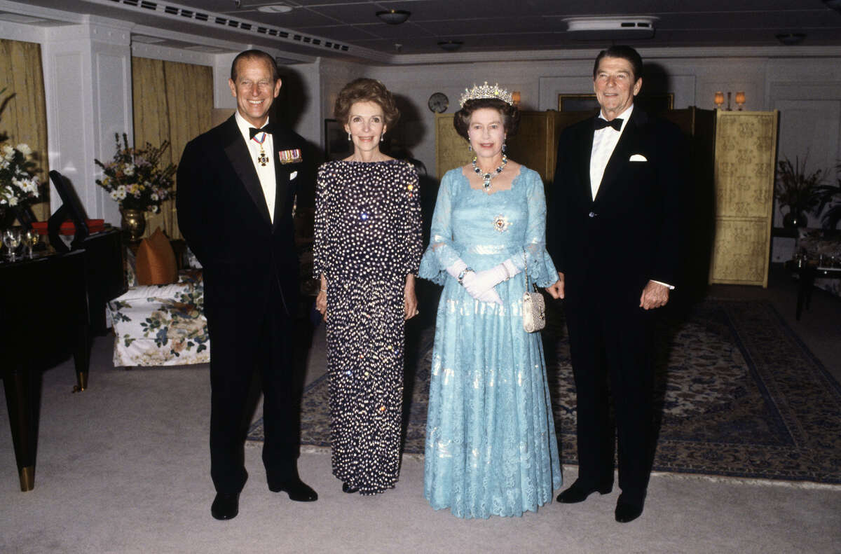 Queen Elizabeth II and Prince Philip hosted President Ronald Reagan and First Lady Nancy Reagan aboard HMY Britannia on March 4, 1983 in San Francisco.