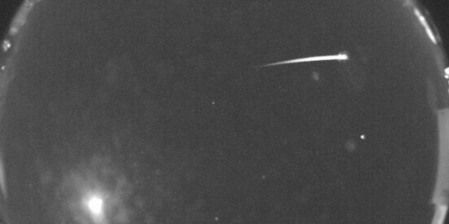 At 1:45 a.m. GMT on Nov. 17, NASA's All Sky Camera at New Mexico State University captured this image of the Leonid meteor streaking across the sky.