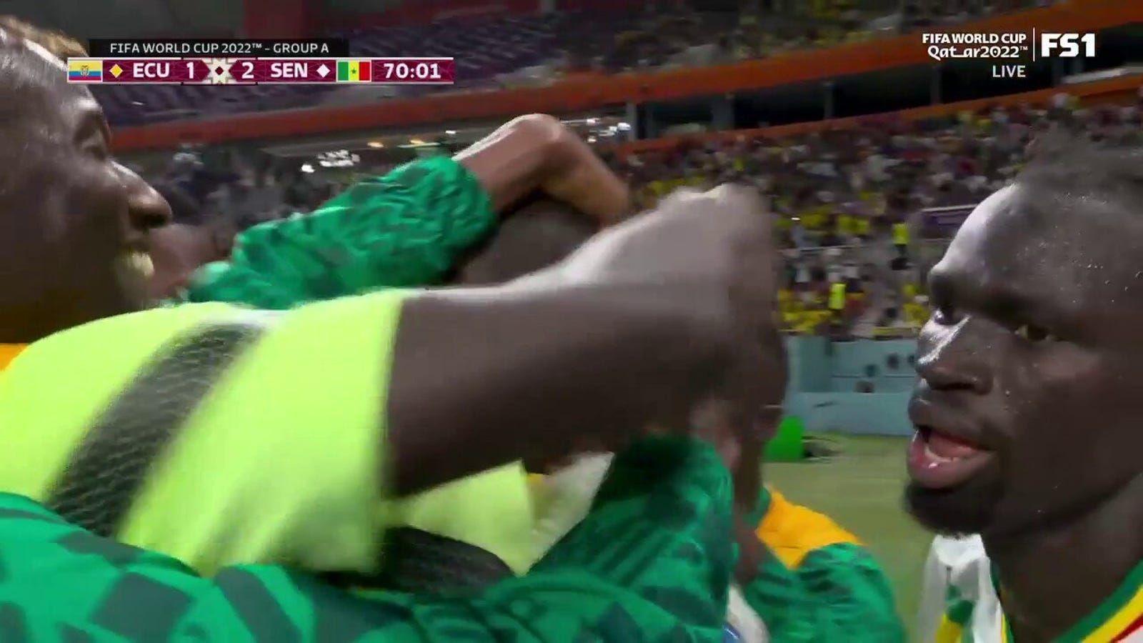 Senegalese Kalidou Coulibaly scores the goal against Ecuador in 70 minutes 